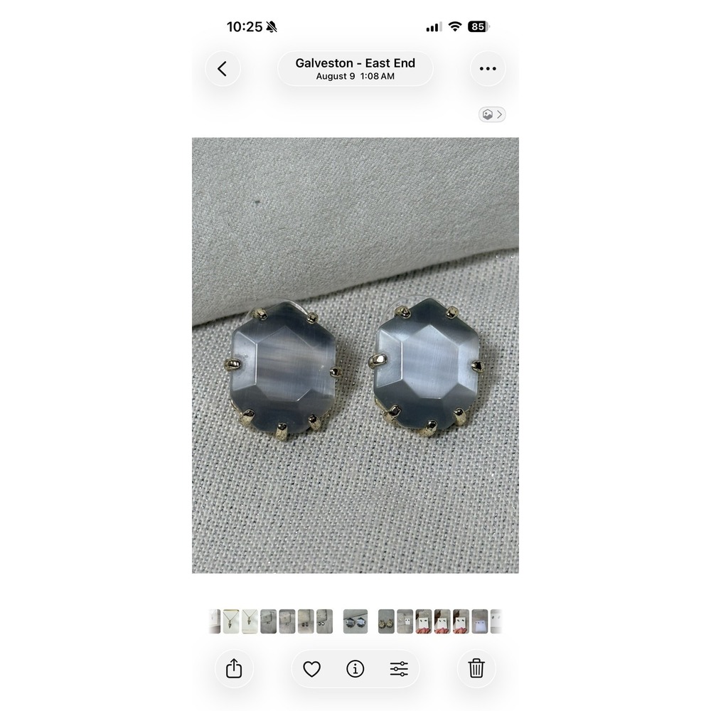 KENDRA SCOTT Morgan Stud Earrings Grey Cat Eye with Gold Frames 1.75"